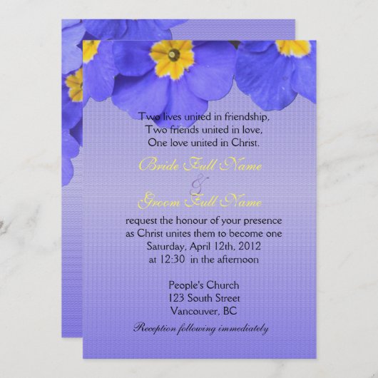  blauwe tuinbloemen Christelijk, religieus Kaart (Voorkant / Achterkant)