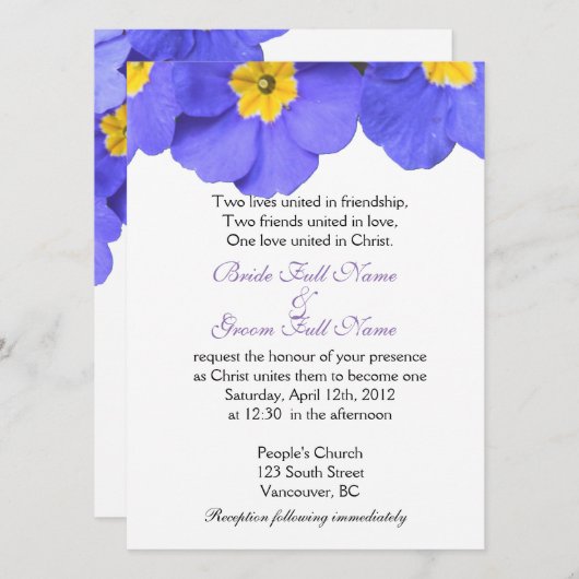 blauwe tuinbloemen Christelijk, religieus Kaart (Voorkant / Achterkant)