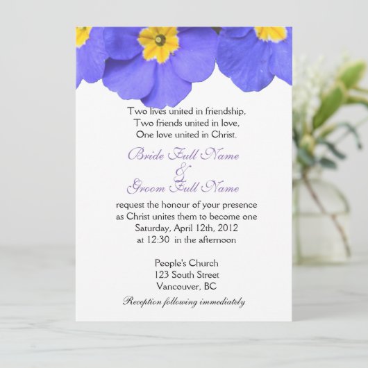  blauwe tuinbloemen Christelijk, religieus Kaart (Staand voorkant)