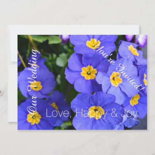  blauwe tuinbloemen Christelijke bruiloft Kaart (Achterkant)