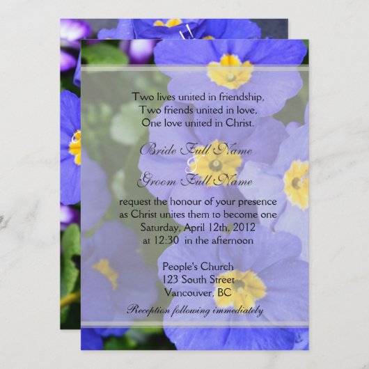  blauwe tuinbloemen Christelijke bruiloft Kaart (Voorkant / Achterkant)