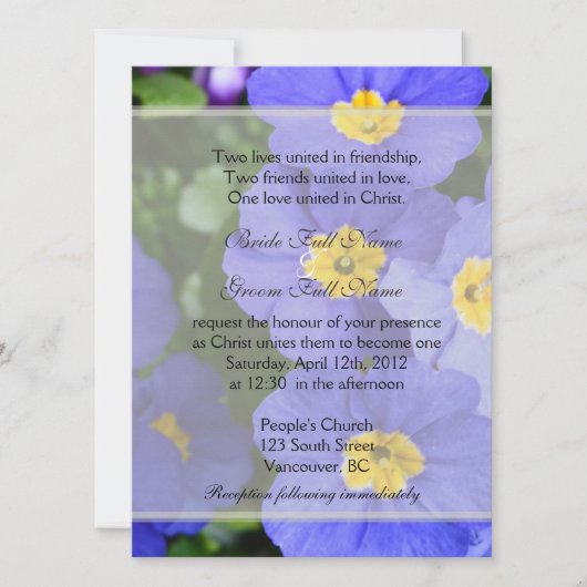  blauwe tuinbloemen Christelijke bruiloft Kaart (Voorkant)