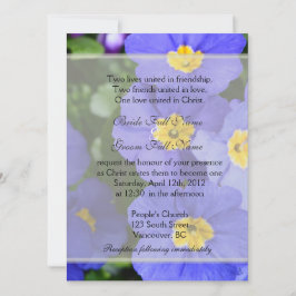 blauwe tuinbloemen Christelijke bruiloft Kaart