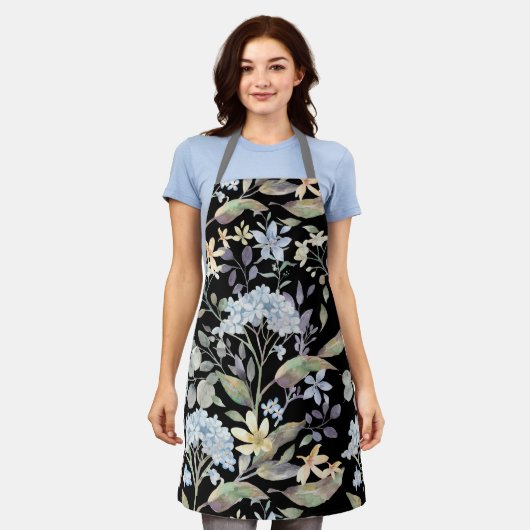  blauwe tuinbouwflessen voor keukens schort (Gedragen)