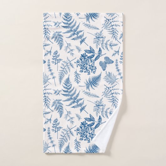 Blauwe tuinvlinder en Floral Garden Pattern Bad Handdoek (Handdoek)