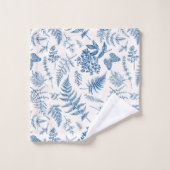 Blauwe tuinvlinder en Floral Garden Pattern Bad Handdoek (Wasdoekje)