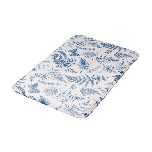 Blauwe tuinvlinder en Floral Garden Pattern Badmat (Gekanteld)