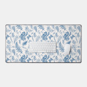 Blauwe tuinvlinder en Floral Garden Pattern Bureaumat (Keyboard & Muis)