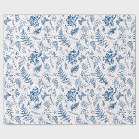 Blauwe tuinvlinder en Floral Garden Pattern Cadeaupapier (Vlak)