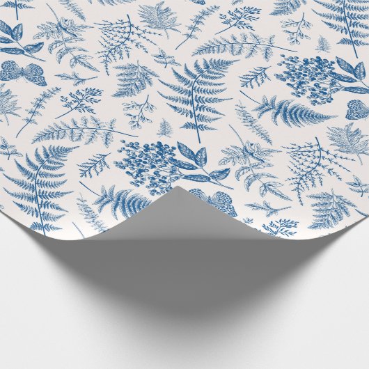Blauwe tuinvlinder en Floral Garden Pattern Cadeaupapier (Hoek)