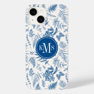 Blauwe tuinvlinder en Floral Garden Pattern Case-Mate iPhone 14 Hoesje
