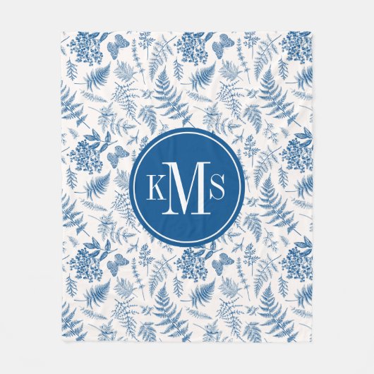 Blauwe tuinvlinder en Floral Garden Pattern Fleece Deken (Voorkant)