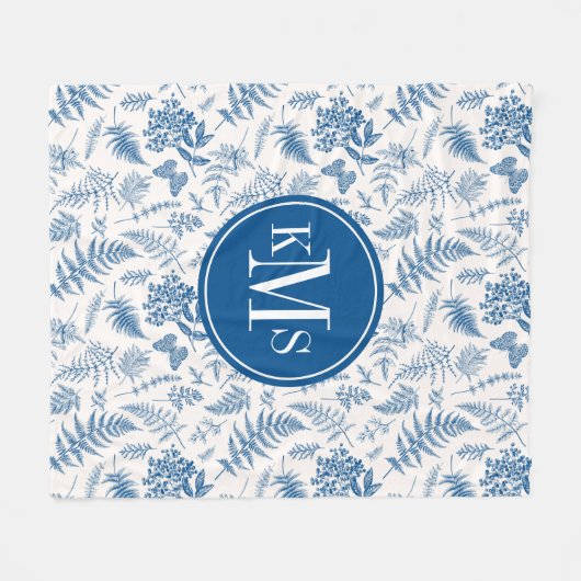 Blauwe tuinvlinder en Floral Garden Pattern Fleece Deken (Voorkant (Horizontaal))