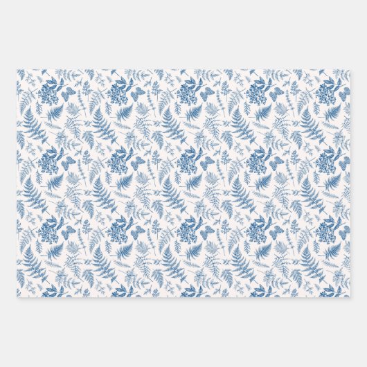 Blauwe tuinvlinder en Floral Garden Pattern Inpakpapier Vel (Voorkant 3)