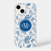 Blauwe tuinvlinder en Floral Garden Pattern iPhone Hoesje (Achterkant)