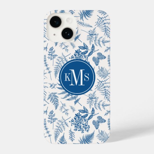 Blauwe tuinvlinder en Floral Garden Pattern iPhone Hoesje (Achterkant)