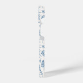 Blauwe tuinvlinder en Floral Garden Pattern iPhone Hoesje (Linkerkant)