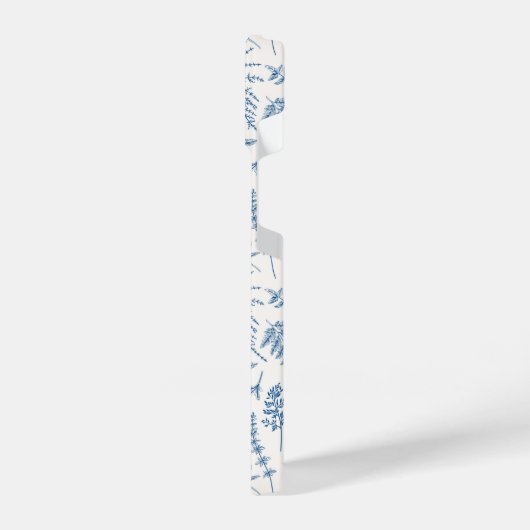Blauwe tuinvlinder en Floral Garden Pattern iPhone Hoesje (Linkerkant)