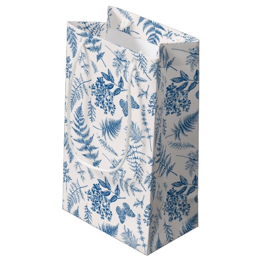 Blauwe tuinvlinder en Floral Garden Pattern Klein Cadeauzakje (Achterkant Gekanteld)