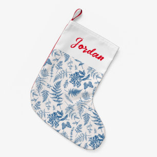 Blauwe tuinvlinder en Floral Garden Pattern Kleine Kerstsok