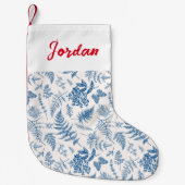 Blauwe tuinvlinder en Floral Garden Pattern Kleine Kerstsok (Voorkant)