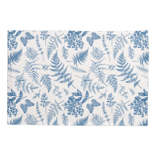 Blauwe tuinvlinder en Floral Garden Pattern Kussensloop (Achterkant)