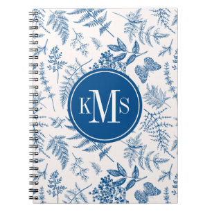 Blauwe tuinvlinder en Floral Garden Pattern Notitieboek