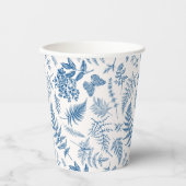 Blauwe tuinvlinder en Floral Garden Pattern Papieren Bekers (Voorkant)