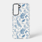 Blauwe tuinvlinder en Floral Garden Pattern Samsung Galaxy Hoesje (Achterkant)