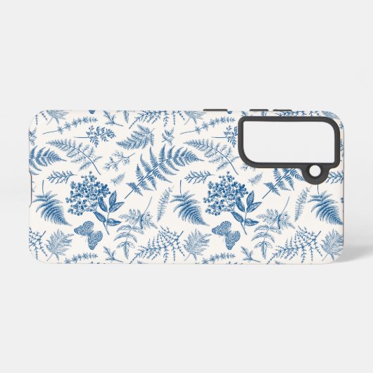 Blauwe tuinvlinder en Floral Garden Pattern Samsung Galaxy Hoesje (Achterkant horizontaal)