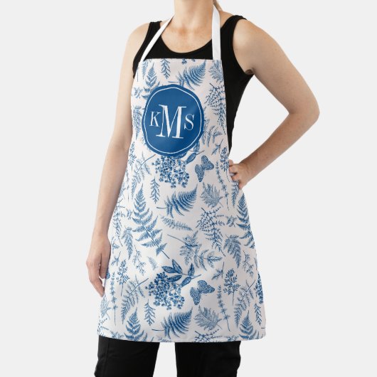 Blauwe tuinvlinder en Floral Garden Pattern Schort (Insitu)