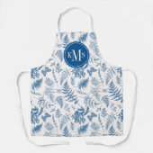 Blauwe tuinvlinder en Floral Garden Pattern Schort (Voorkant)