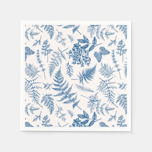 Blauwe tuinvlinder en Floral Garden Pattern Servet (Voorkant)
