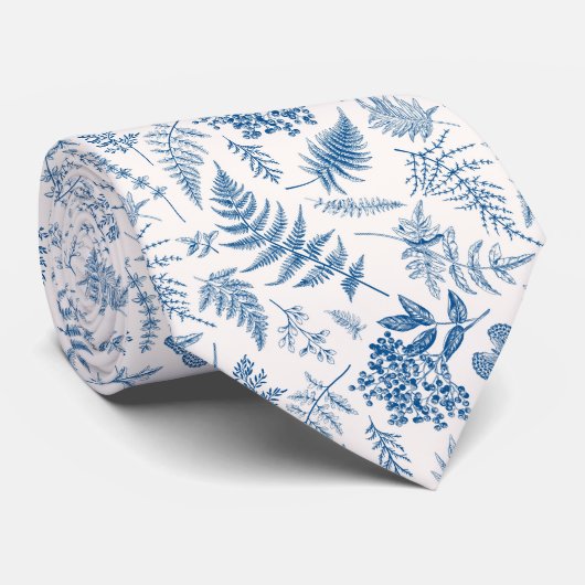 Blauwe tuinvlinder en Floral Garden Pattern Stropdas (Opgerold)