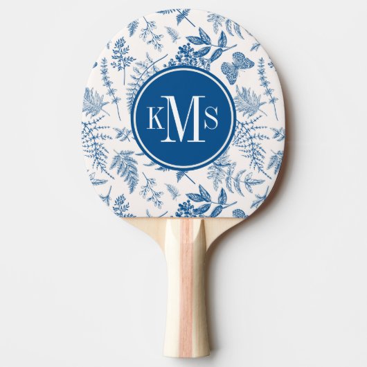 Blauwe tuinvlinder en Floral Garden Pattern Tafeltennisbatje (Voorkant)