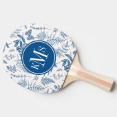 Blauwe tuinvlinder en Floral Garden Pattern Tafeltennisbatje (Zijkant)