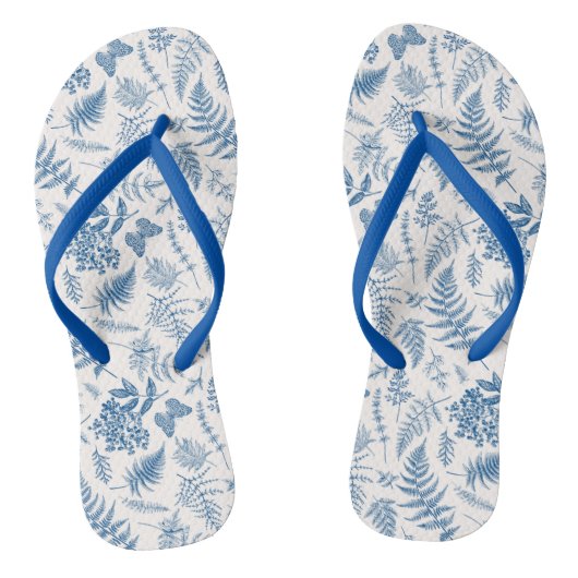 Blauwe tuinvlinder en Floral Garden Pattern Teenslippers (Voetbed)