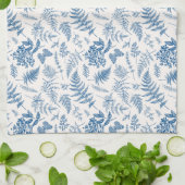 Blauwe tuinvlinder en Floral Garden Pattern Theedoek (Gevouwen)