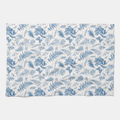 Blauwe tuinvlinder en Floral Garden Pattern Theedoek (Horizontaal)