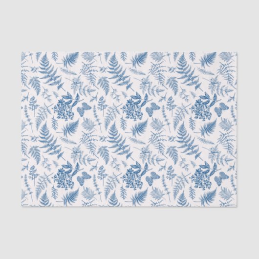 Blauwe tuinvlinder en Floral Garden Pattern Tissuepapier (Voorkant)