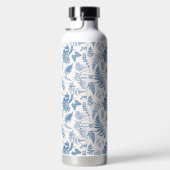 Blauwe tuinvlinder en Floral Garden Pattern Waterfles (Rechts)