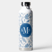 Blauwe tuinvlinder en Floral Garden Pattern Waterfles (Links)