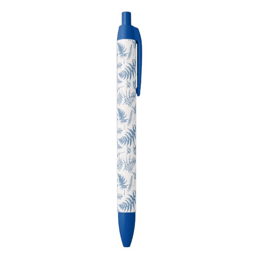 Blauwe tuinvlinder en Floral Garden Pattern Zwarte Inkt Pen (Achterkant (Verticaal))