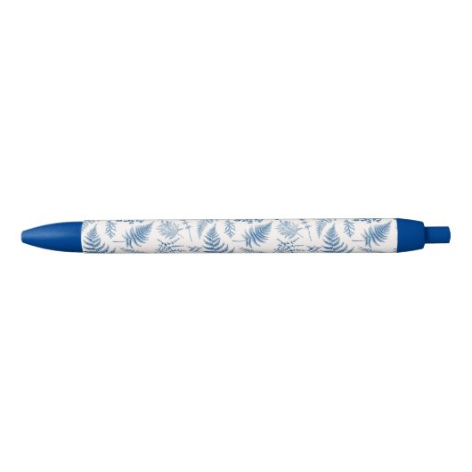 Blauwe tuinvlinder en Floral Garden Pattern Zwarte Inkt Pen (Voorkant)