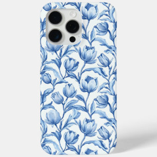 Blauwe Tulp bloemmotief iPhone 15 Pro Max Hoesje