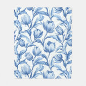 Blauwe Tulp  bloemmotief Fleece Deken (Voorkant)