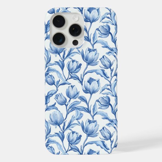 Blauwe Tulp bloemmotief iPhone Hoesje (Achterkant)