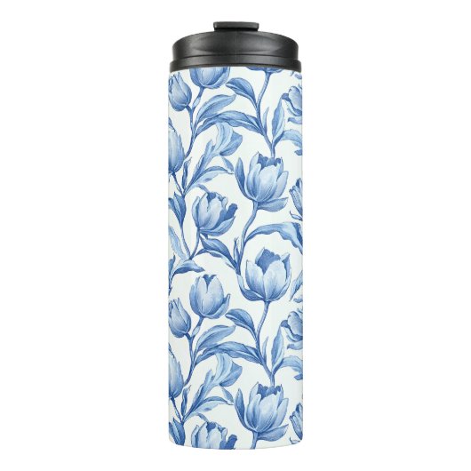 Blauwe Tulp bloemmotief Thermosbeker (Voorkant)