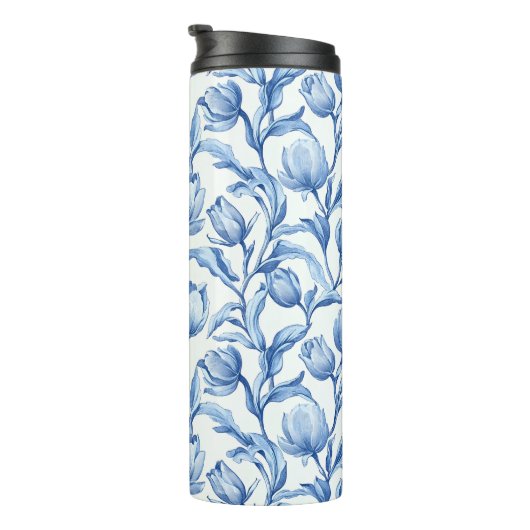 Blauwe Tulp  bloemmotief Thermosbeker (Geroteerd rechts)