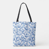 Blauwe Tulp bloemmotief Tote Bag (Achterkant)